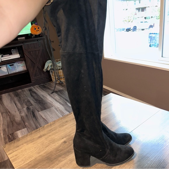 Over the knee velvet chunky boots - Picture 2 of 5